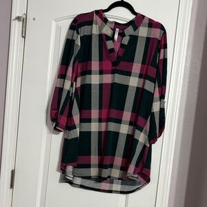 Scarlett Checkered Tunic - Pink, Black, and Cream